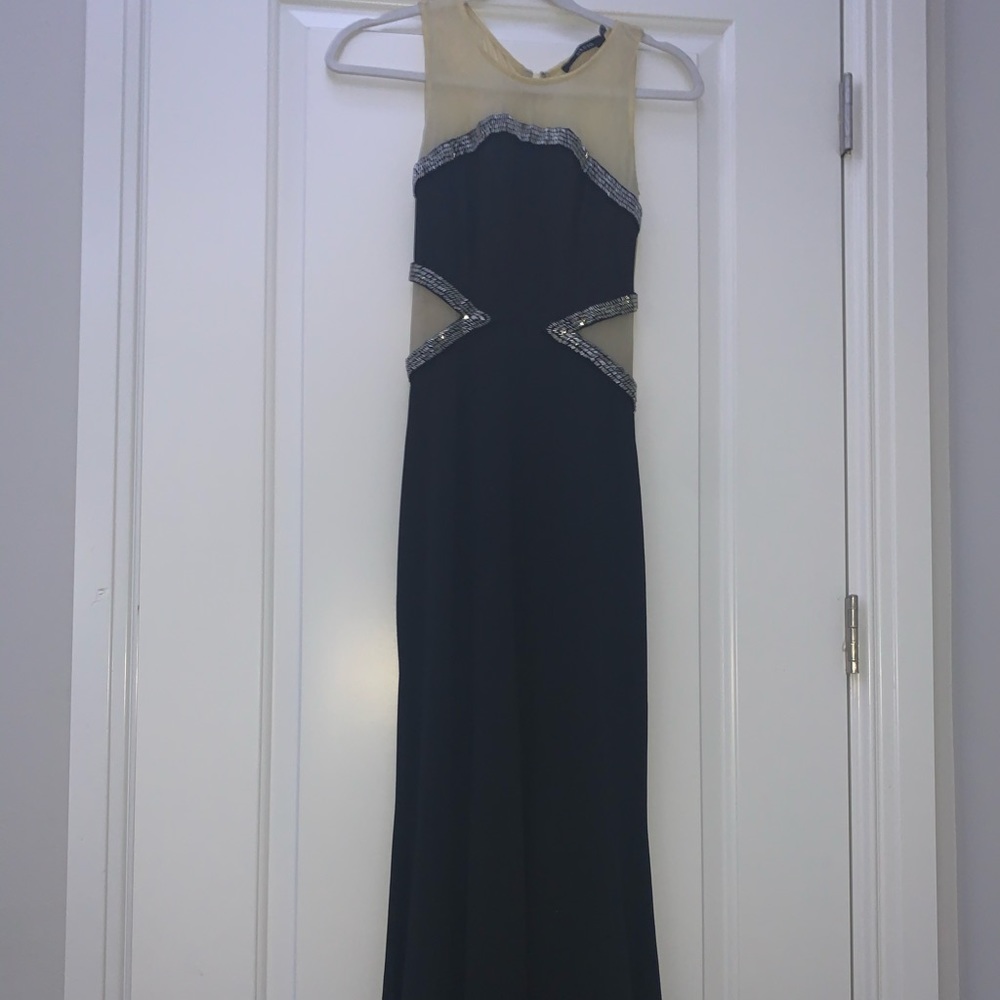 mesh cream and black elegant gown
